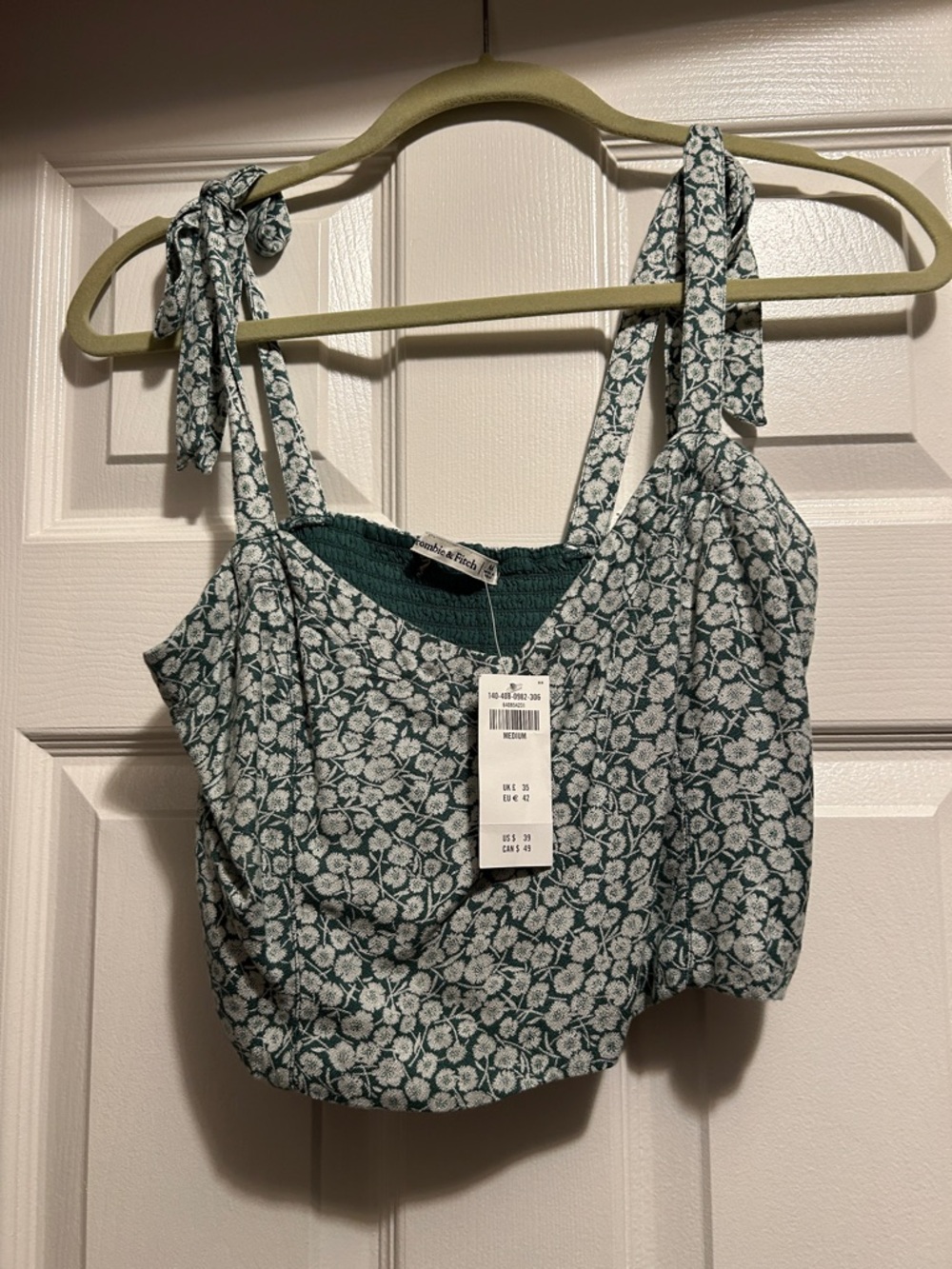 Abercrombie & Fitch Green Floral Tie-Strap Camisole